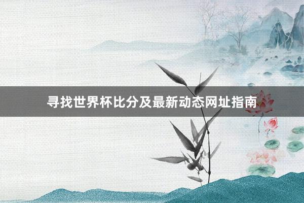 寻找世界杯比分及最新动态网址指南