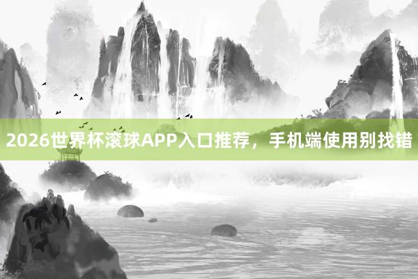 2026世界杯滚球APP入口推荐，手机端使用别找错