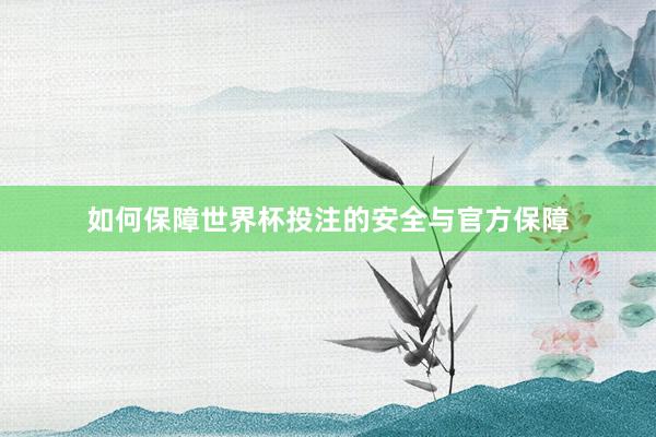 如何保障世界杯投注的安全与官方保障
